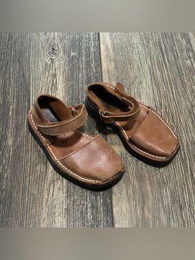 PONS brown leather avarca sandals size 9 (25) toddler girls shoes made in Spain